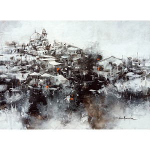 Shan Amrohvi, 18 x 24 inch, Acrylic on Canvas, Cityscape Painting, AC-SA-194